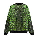 Bomber Jacket Green Crocodile Skin Print
