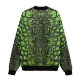 Bomber Jacket Green Crocodile Skin Print