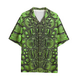 Hawaiian Shirt Green Crocodile Skin Print