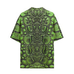 Hawaiian Shirt Green Crocodile Skin Print