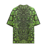 Hawaiian Shirt Green Crocodile Skin Print
