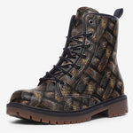 Leather Boots Bronze Woven Rope