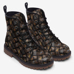 Leather Boots Bronze Woven Rope