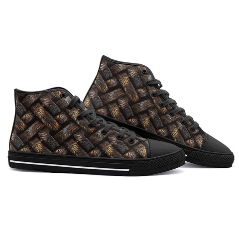 High-Top Canvas Shoes Bronze Woven Rope