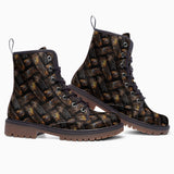 Leather Boots Bronze Woven Rope