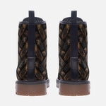 Leather Boots Bronze Woven Rope