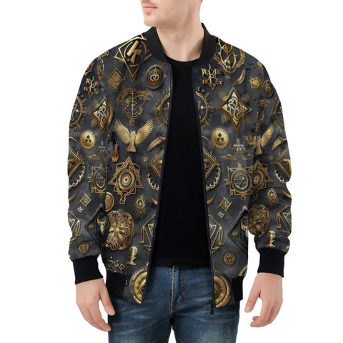 Bomber Jacket Digital Art Collage Magical Symbols