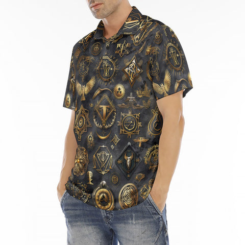 Men's Polo Shirt Digital Art Collage Magical Symbols