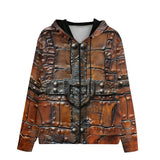 Men's Zip Up Hoodie Leather with Metal Decoration Art