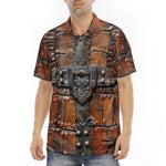 Men's Polo Shirt Leather with Metal Decoration Art