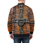 Bomber Jacket Leather with Metal Decoration Art