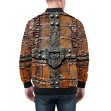 Bomber Jacket Leather with Metal Decoration Art