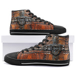 High-Top Canvas Shoes Leather with Metal Decoration Art