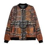 Bomber Jacket Leather with Metal Decoration Art