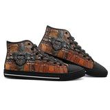 High-Top Canvas Shoes Leather with Metal Decoration Art