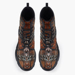 Casual Leather Chunky Boots Leather with Metal Decoration Art