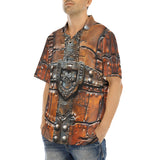 Hawaiian Shirt Leather with Metal Decoration Art