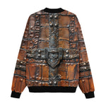 Bomber Jacket Leather with Metal Decoration Art