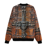 Bomber Jacket Leather with Metal Decoration Art