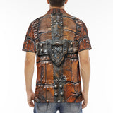 Men's Polo Shirt Leather with Metal Decoration Art