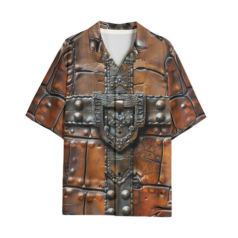 Hawaiian Shirt Leather with Metal Decoration Art