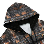 Men's Zip Up Hoodie Leather with Metal Decoration Art