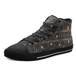 High-Top Canvas Shoes Crocodile Leather Print Metal Decoration