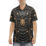 Men's Polo Shirt Crocodile Leather with Metal Decoration