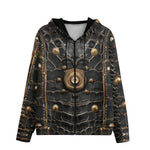 Men's Zip Up Hoodie Crocodile Leather with Metal Decoration