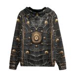 Men's Zip Up Hoodie Crocodile Leather with Metal Decoration