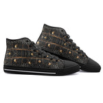 High-Top Canvas Shoes Crocodile Leather Print Metal Decoration