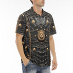Men's Polo Shirt Crocodile Leather with Metal Decoration