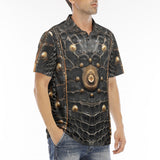 Men's Polo Shirt Crocodile Leather with Metal Decoration
