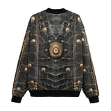 Bomber Jacket Crocodile Leather with Metal Decoration