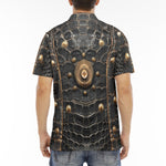 Men's Polo Shirt Crocodile Leather with Metal Decoration