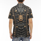Men's Polo Shirt Crocodile Leather with Metal Decoration