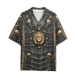 Hawaiian Shirt Crocodile Leather with Metal Decoration