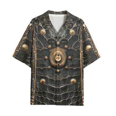 Hawaiian Shirt Crocodile Leather with Metal Decoration