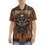 Men's Polo Shirt Wooden Texture Octopus Emblem