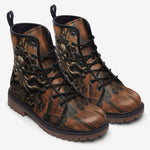 Leather Boots Wooden Texture Octopus Emblem