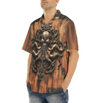 Hawaiian Shirt Wooden Texture Octopus Emblem