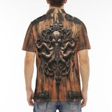 Men's Polo Shirt Wooden Texture Octopus Emblem