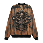 Bomber Jacket Wooden Texture Octopus Emblem