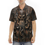 Men's Polo Shirt Wooden Texture Octopus Emblem