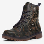 Leather Boots Wooden Texture Octopus Emblem