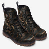 Leather Boots Wooden Texture Octopus Emblem