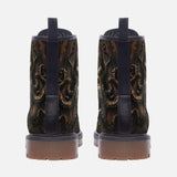 Leather Boots Wooden Texture Octopus Emblem