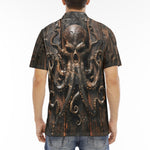Men's Polo Shirt Wooden Texture Octopus Emblem