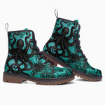 Leather Boots Turquoise Octopus Tentacles