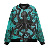 Bomber Jacket Turquoise Octopus Tentacles